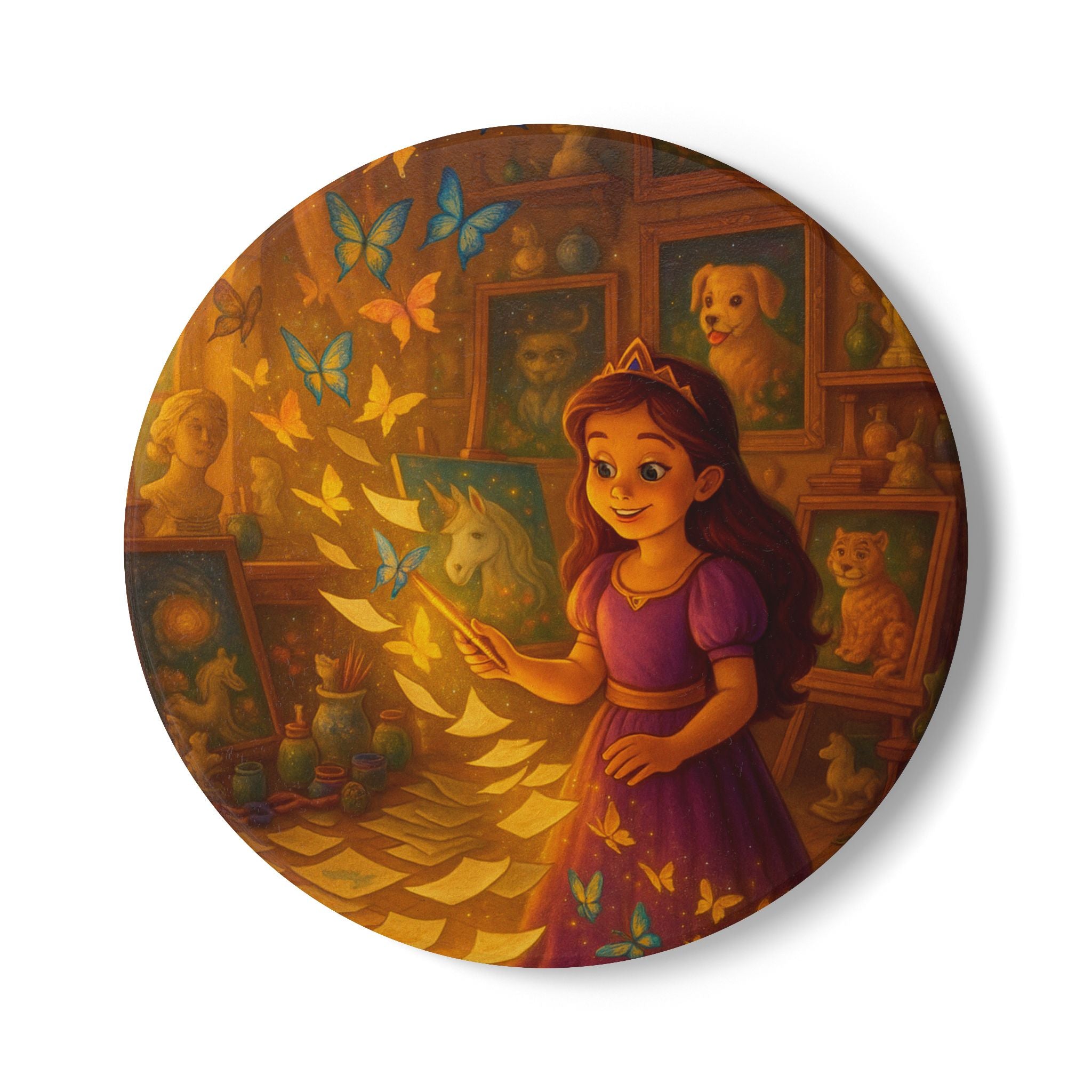 Storybook Ceramic  Art Coaster, single illustrated Coaster