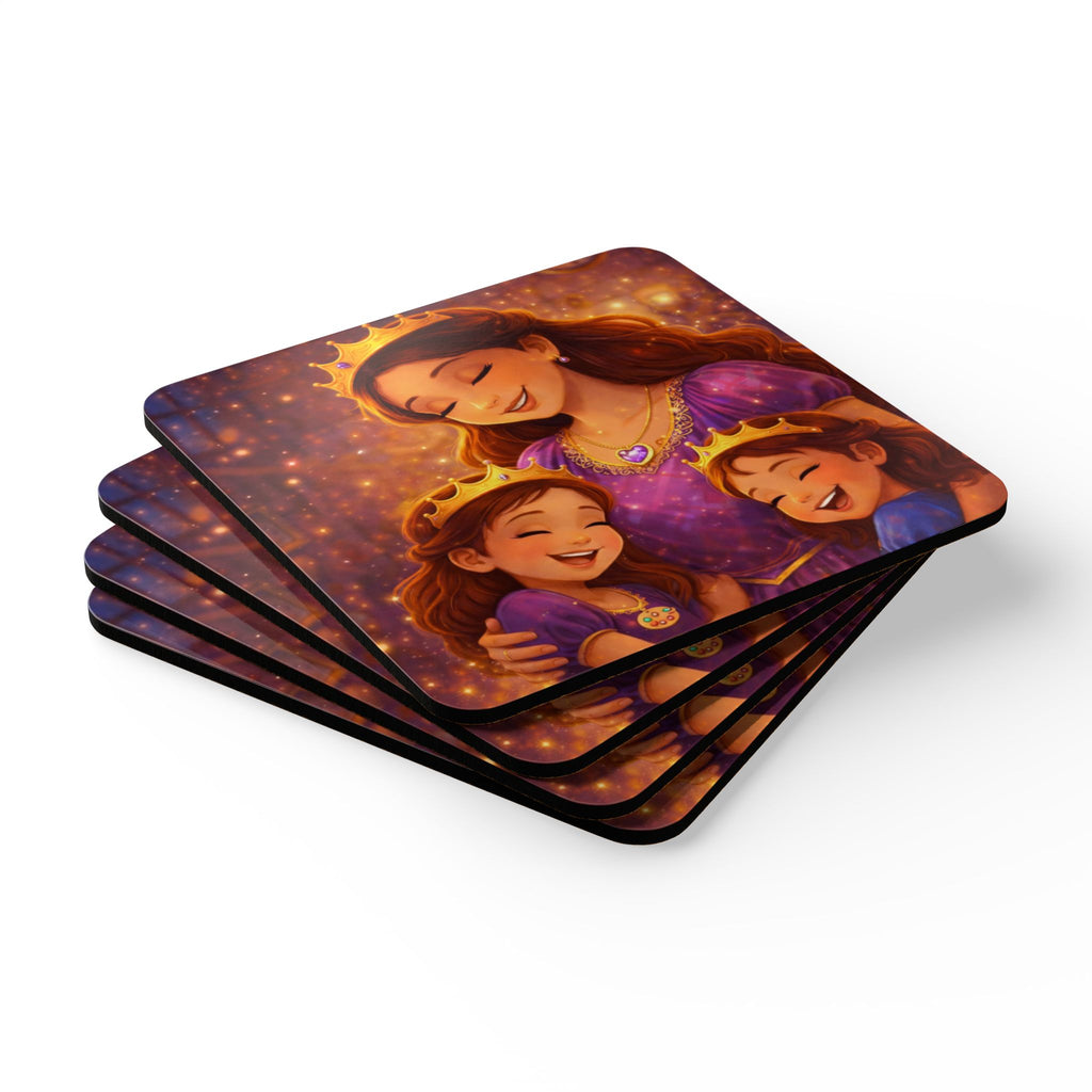 Storybook Corkwood Coaster Set of 4 Coordinated Illustrations