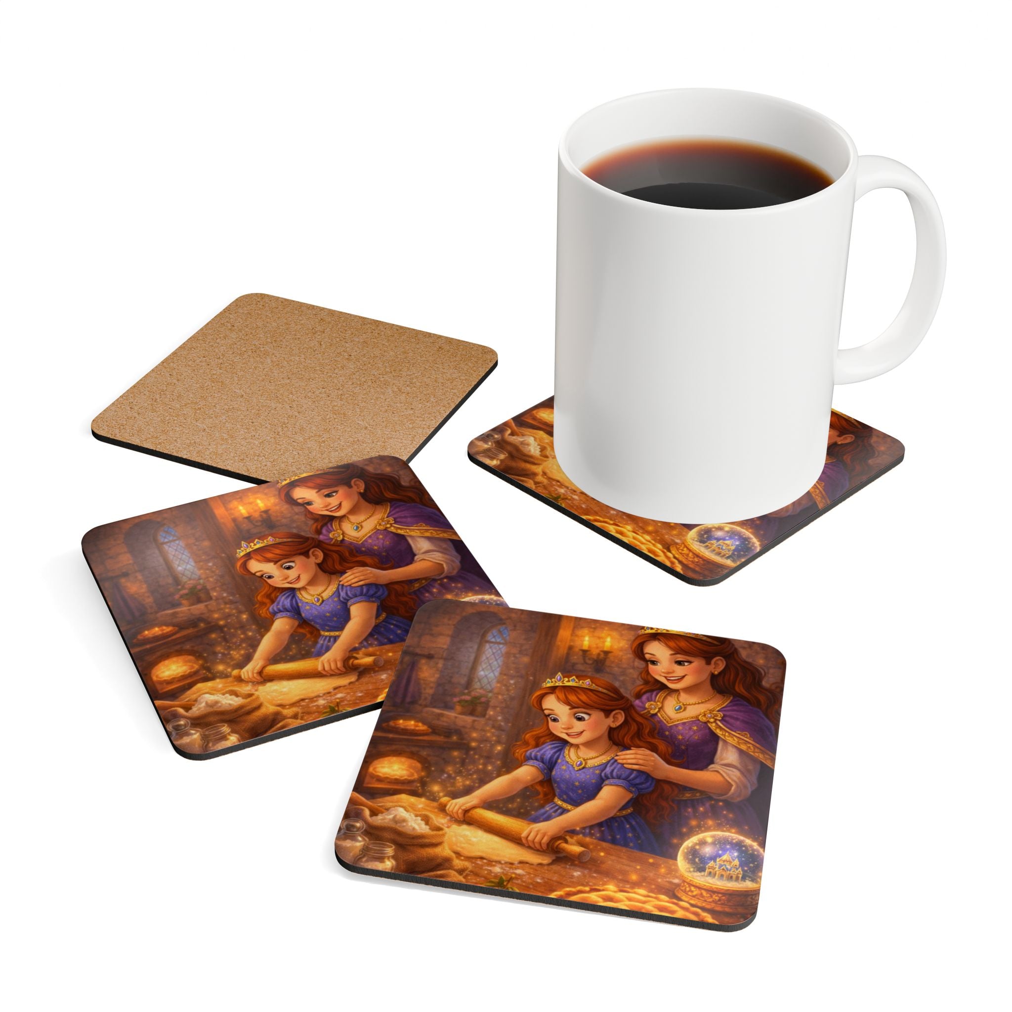 Storybook Corkwood Coaster Set of 4 Coordinated Illustrations