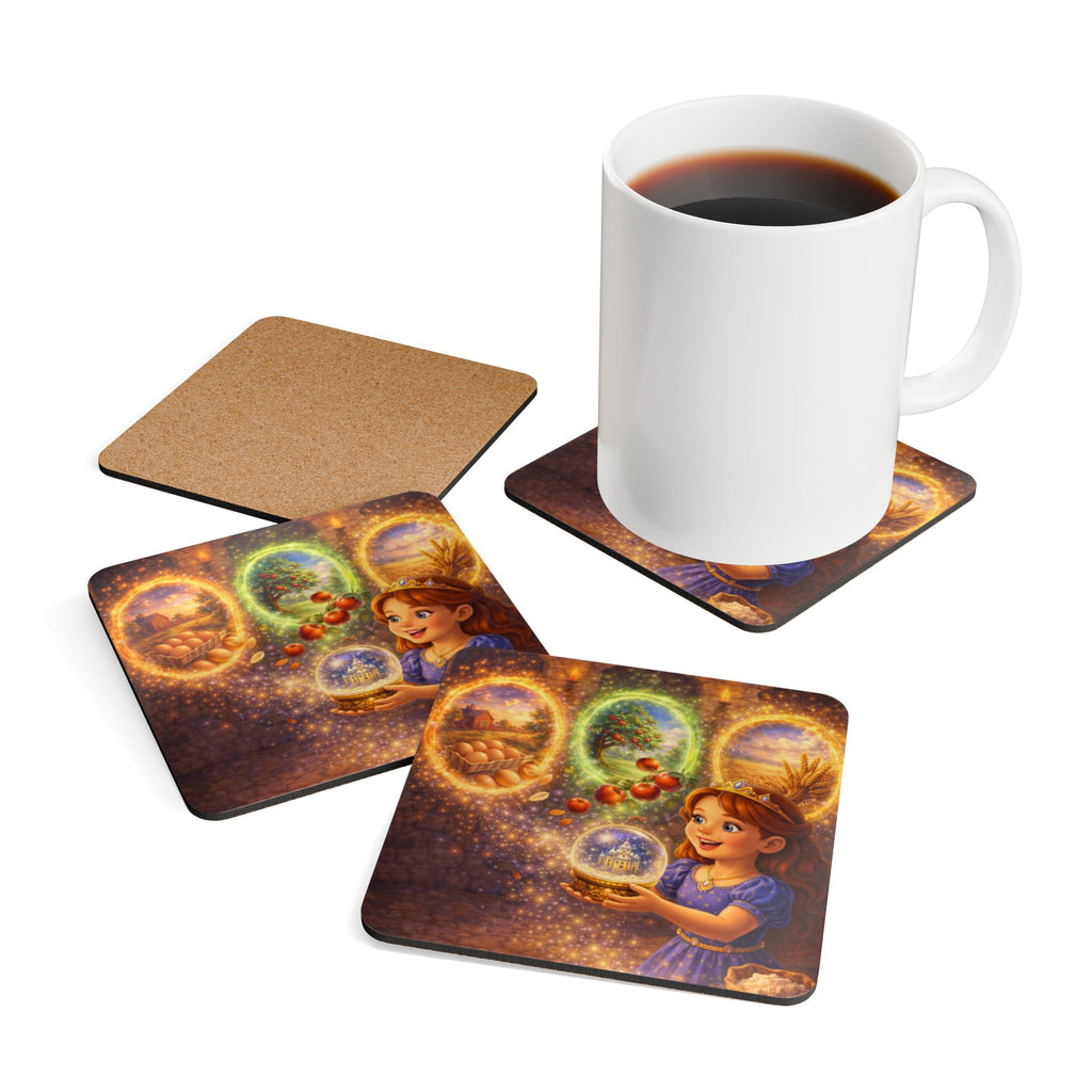 Storybook Corkwood Coaster Set of 4 Coordinated Illustrations