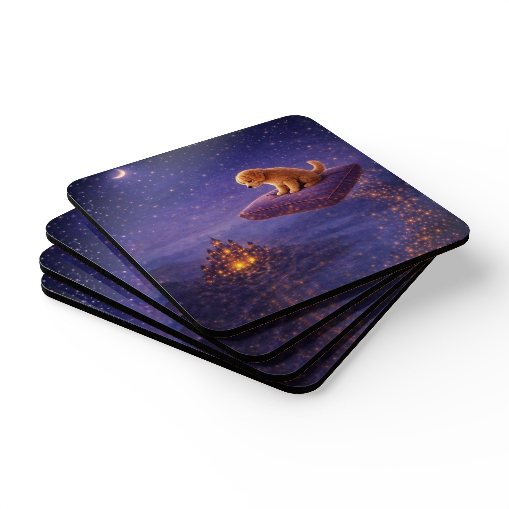 Storybook Corkwood Coaster Set of 4 Coordinated Illustrations