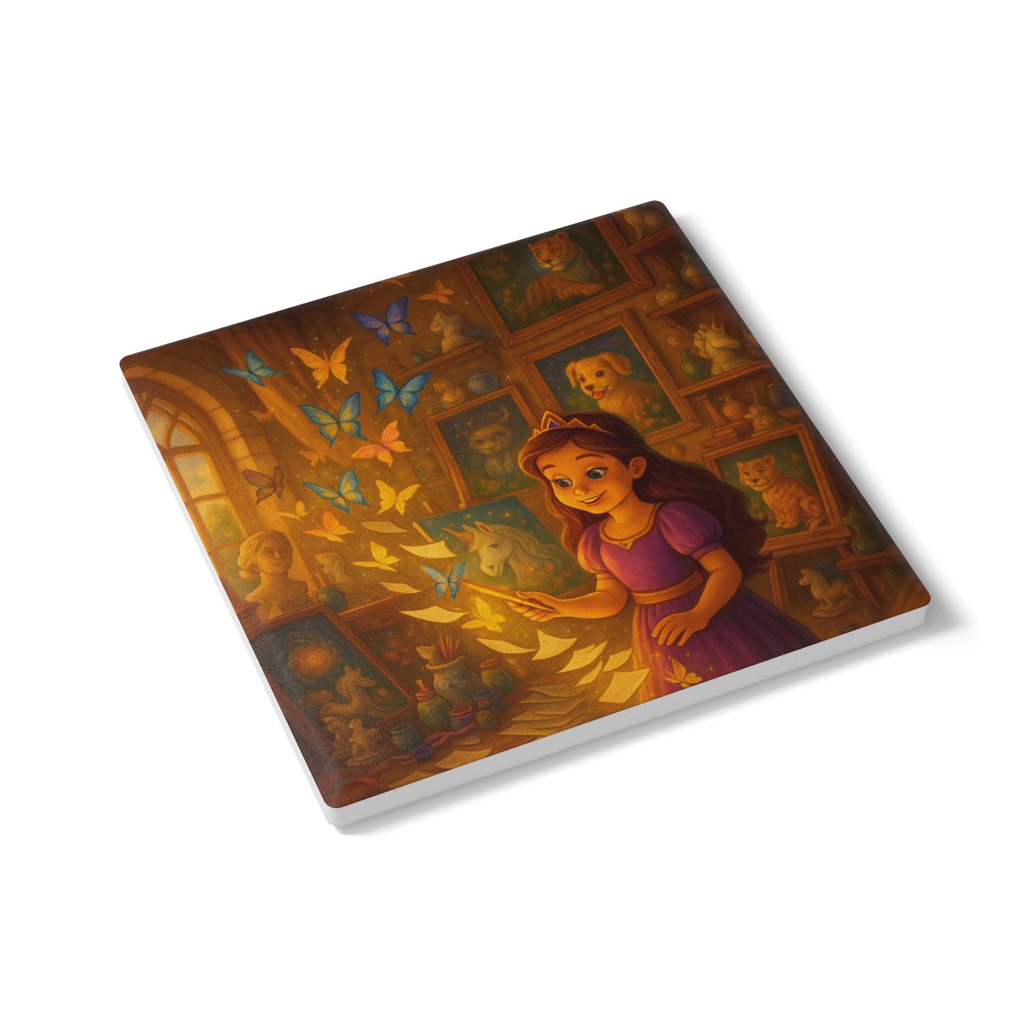Storybook Ceramic  Art Coaster, single illustrated Coaster