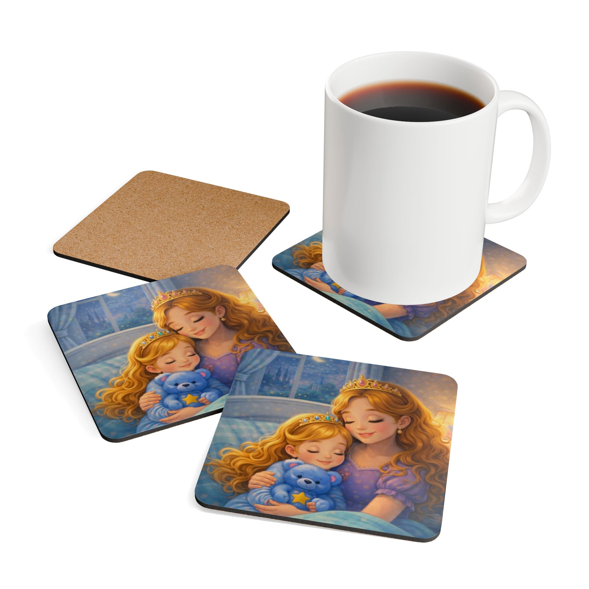 Storybook Corkwood Coaster Set of 4 Coordinated Illustrations
