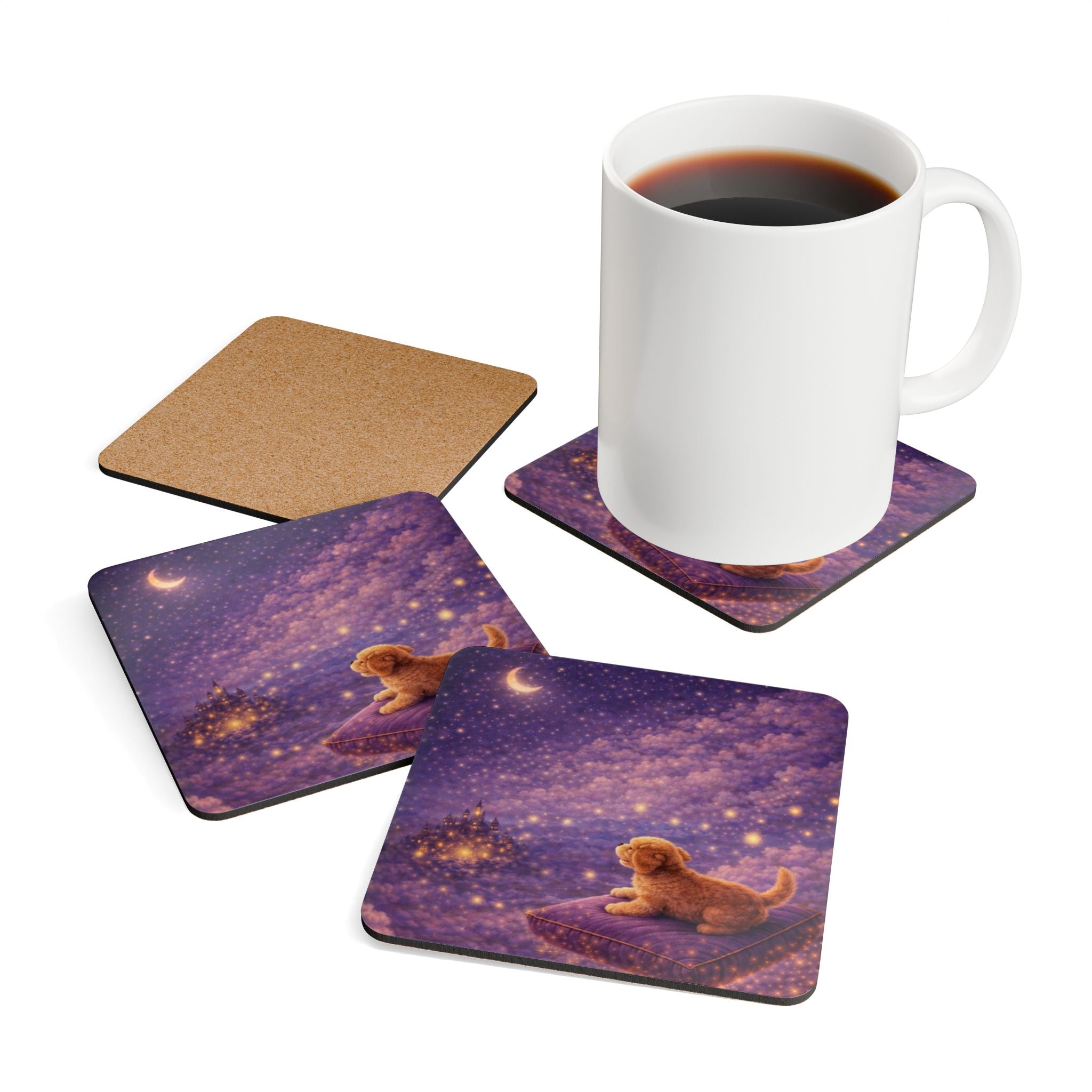 Storybook Corkwood Coaster Set of 4 Coordinated Illustrations