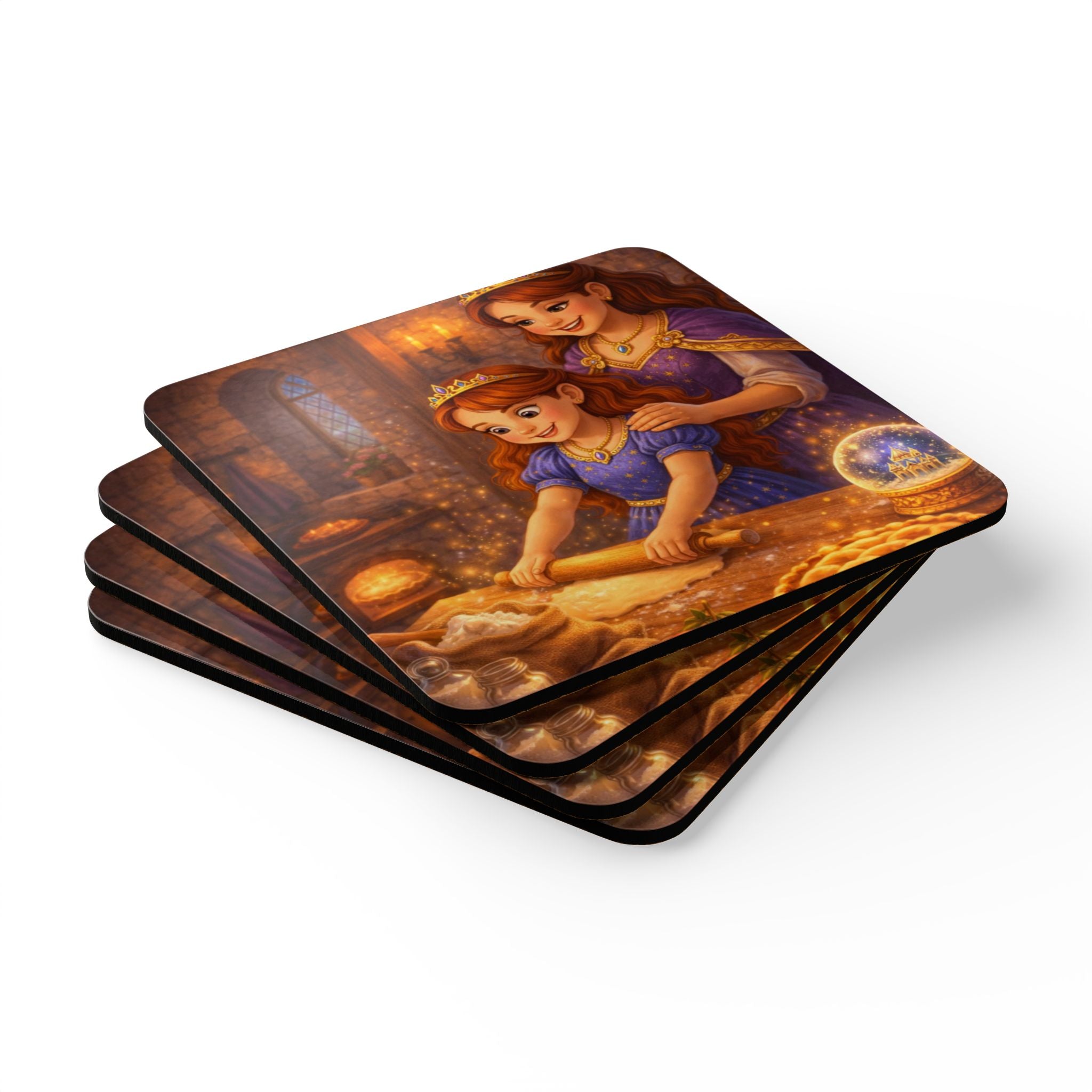 Storybook Corkwood Coaster Set of 4 Coordinated Illustrations