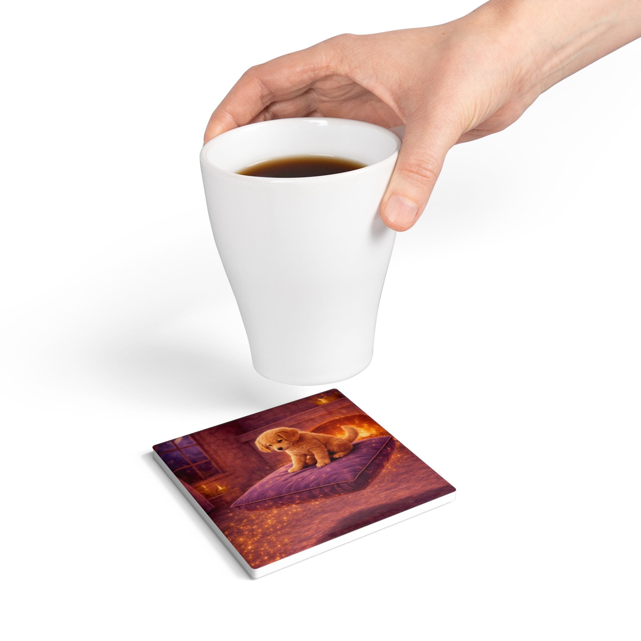 Storybook Ceramic  Art Coaster, single illustrated Coaster