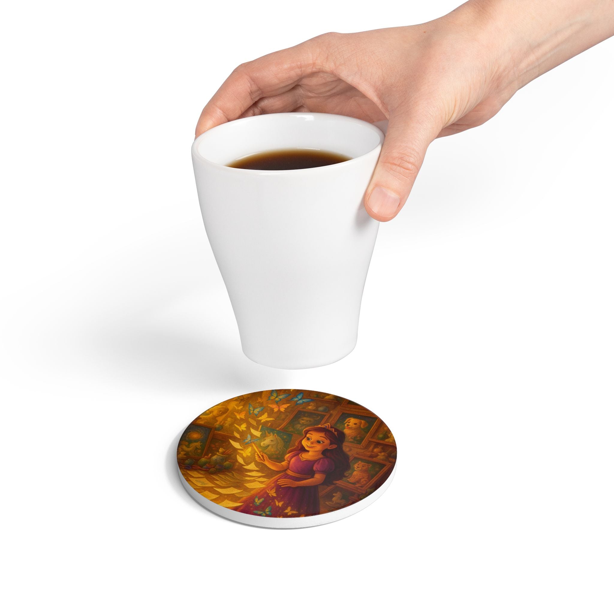 Storybook Ceramic  Art Coaster, single illustrated Coaster