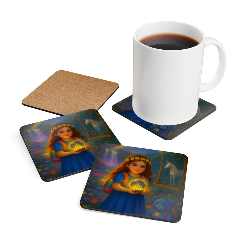 Storybook Corkwood Coaster Set of 4 Coordinated Illustrations