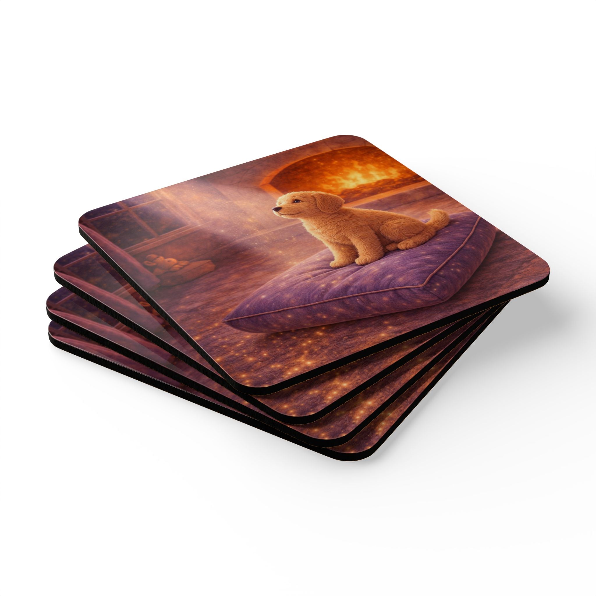 Storybook Corkwood Coaster Set of 4 Coordinated Illustrations