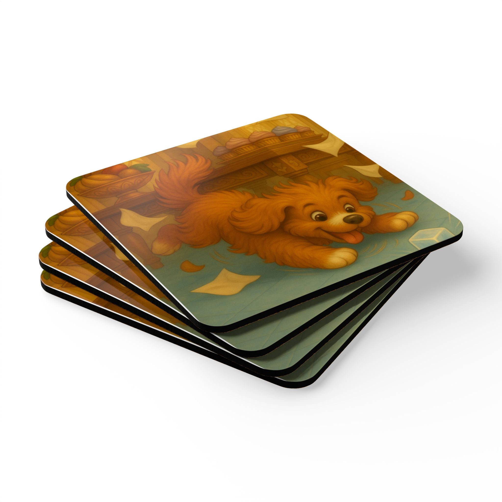 Storybook Corkwood Coaster Set of 4 Coordinated Illustrations