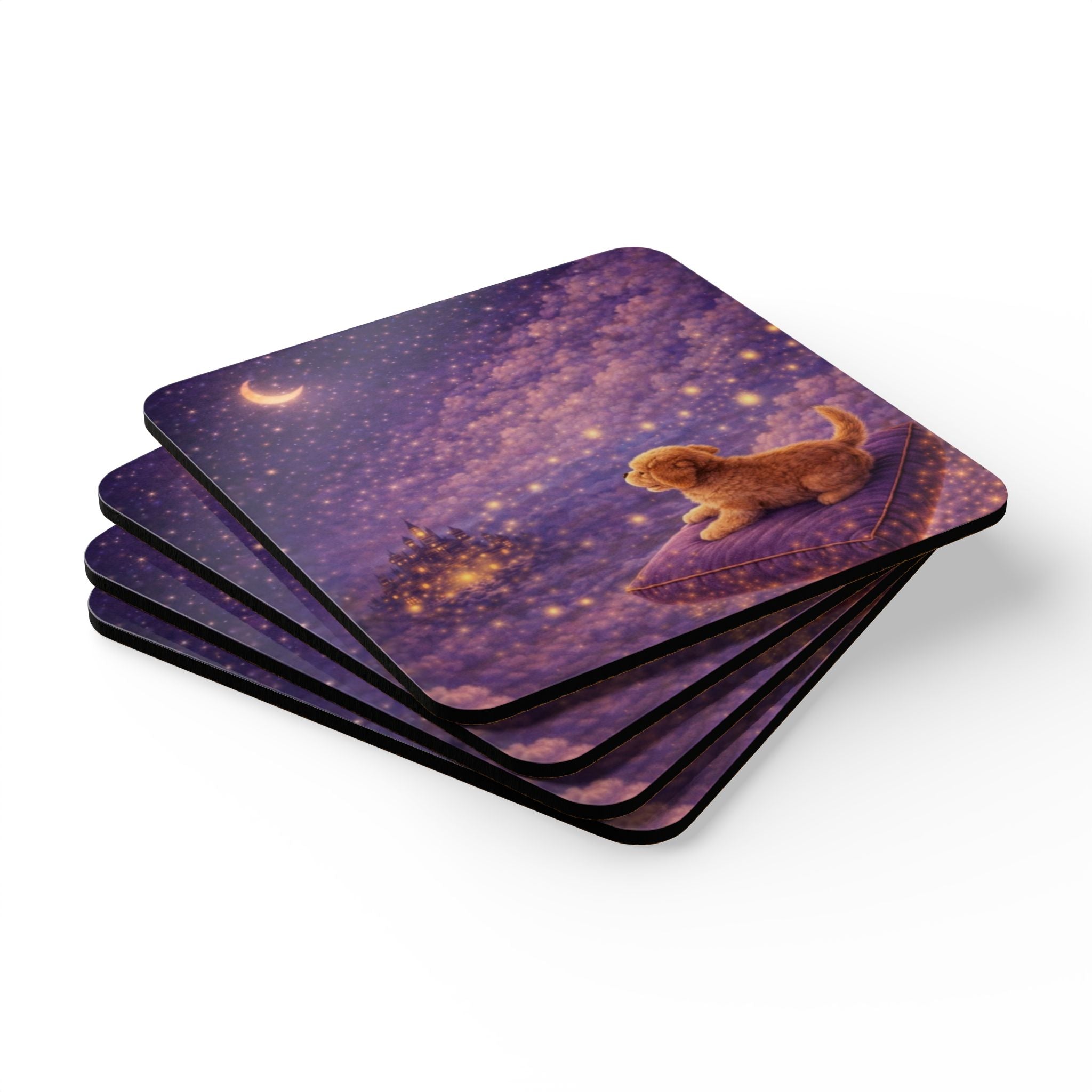 Storybook Corkwood Coaster Set of 4 Coordinated Illustrations