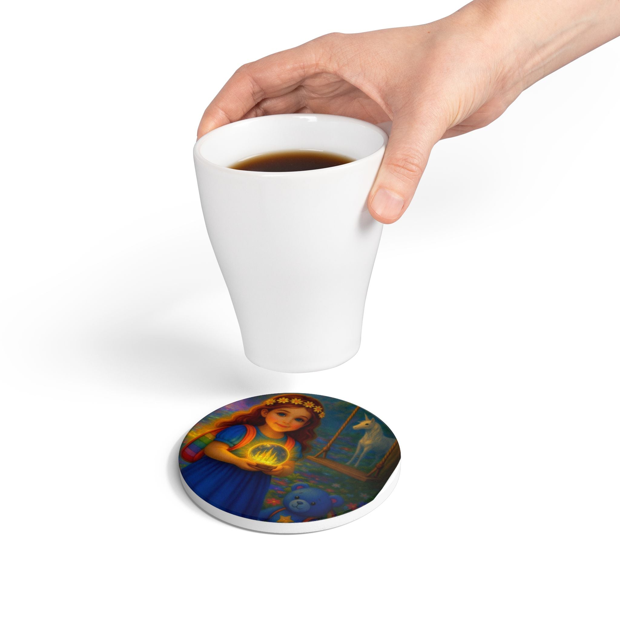 Storybook Ceramic  Art Coaster, single illustrated Coaster