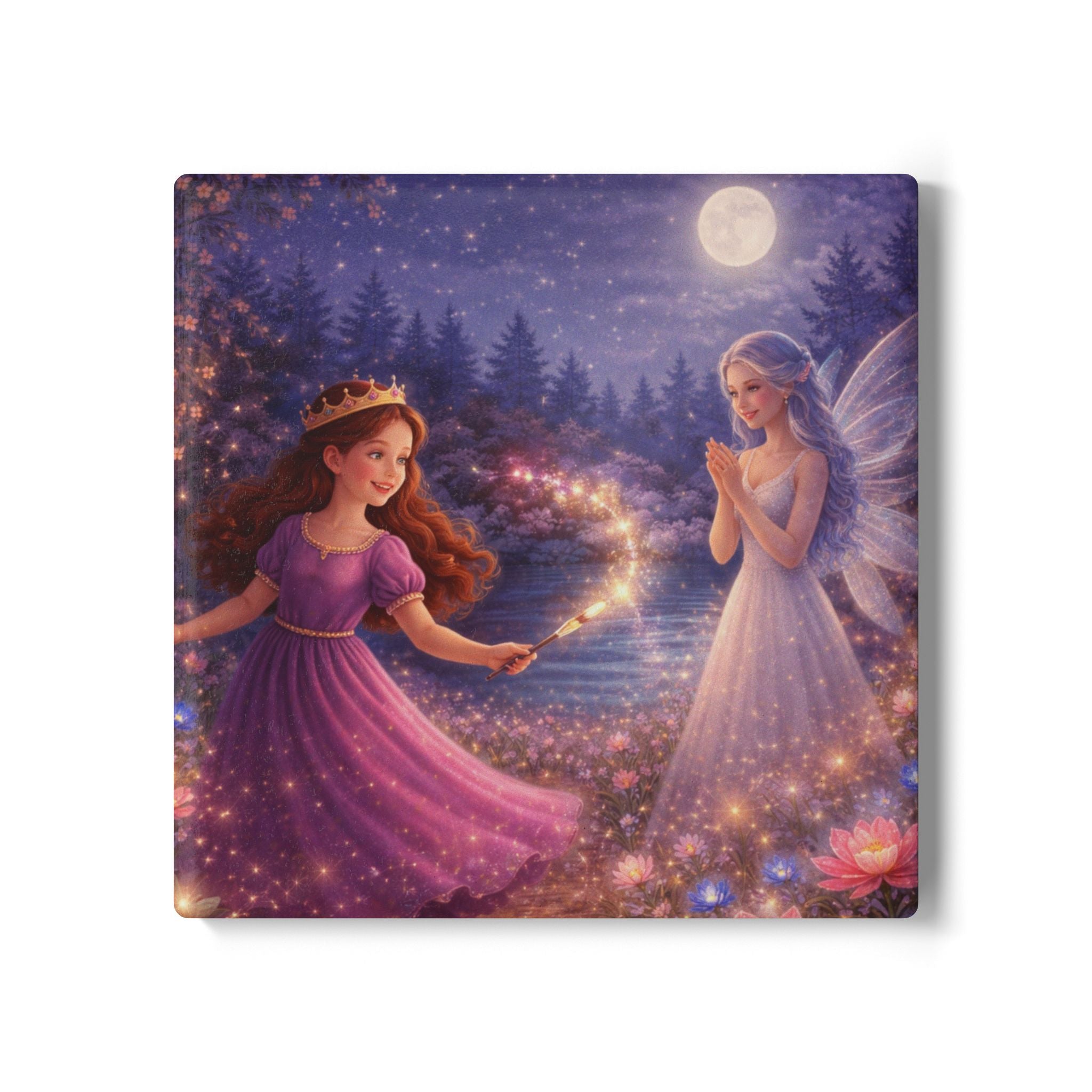 Storybook Ceramic  Art Coaster, single illustrated Coaster