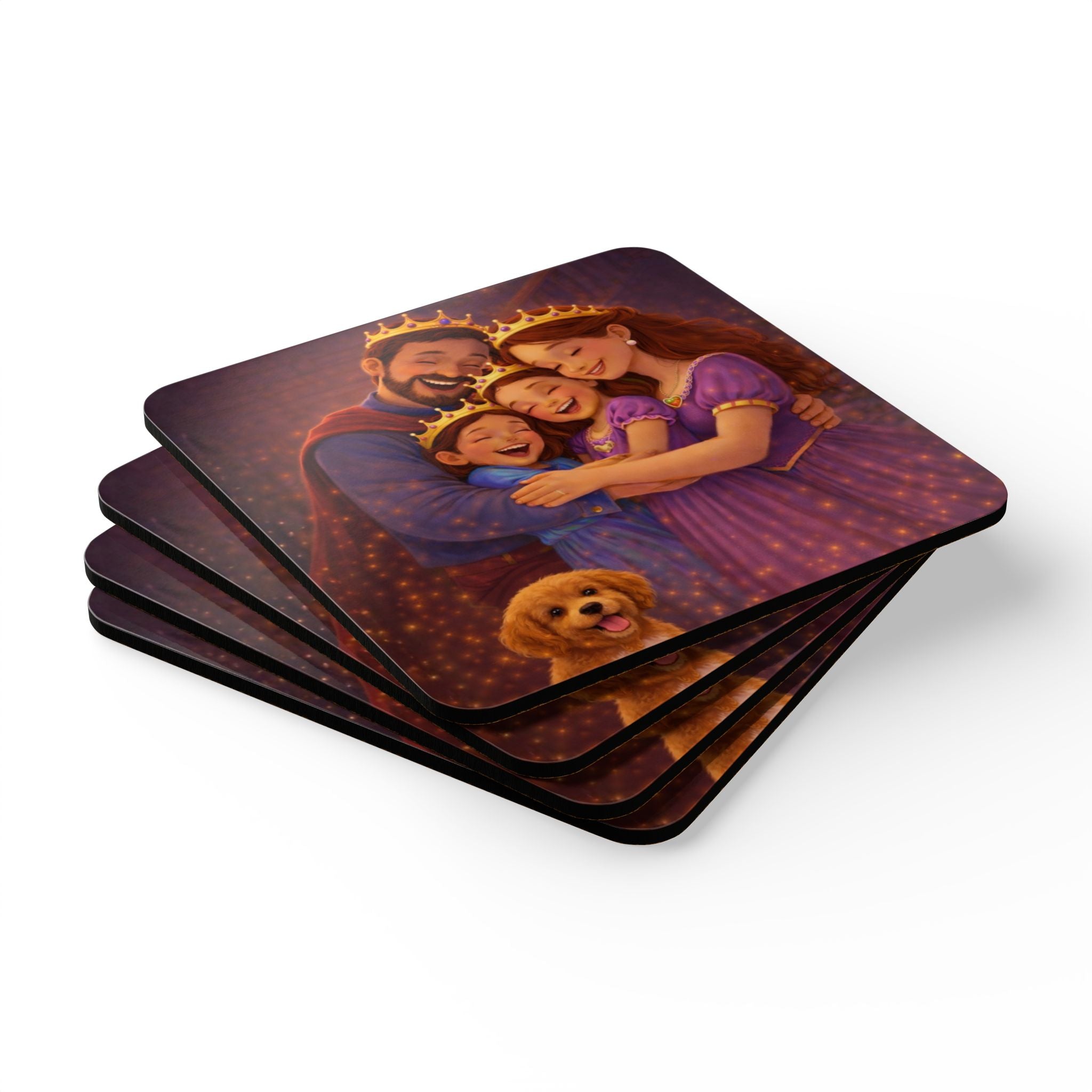Storybook Corkwood Coaster Set of 4 Coordinated Illustrations