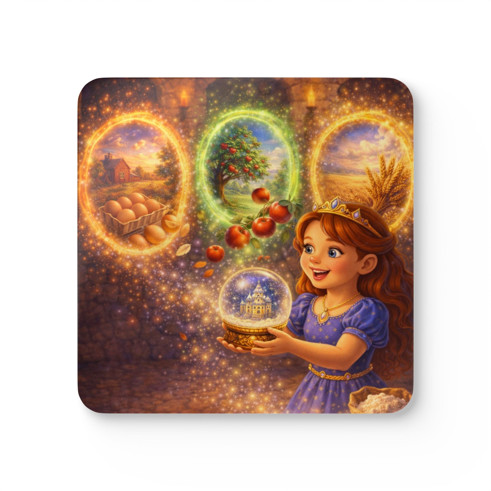 Storybook Corkwood Coaster Set of 4 Coordinated Illustrations