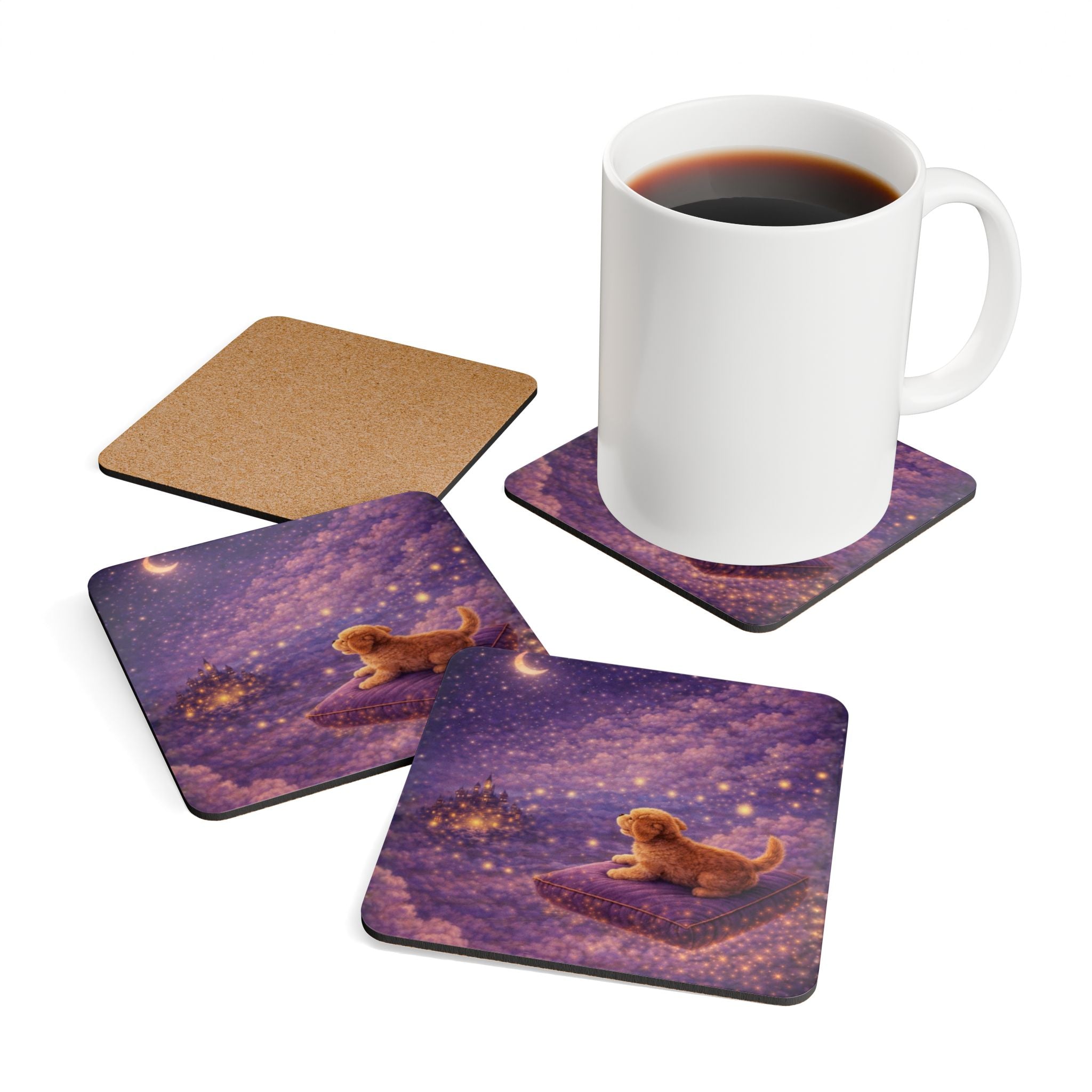 Storybook Corkwood Coaster Set of 4 Coordinated Illustrations