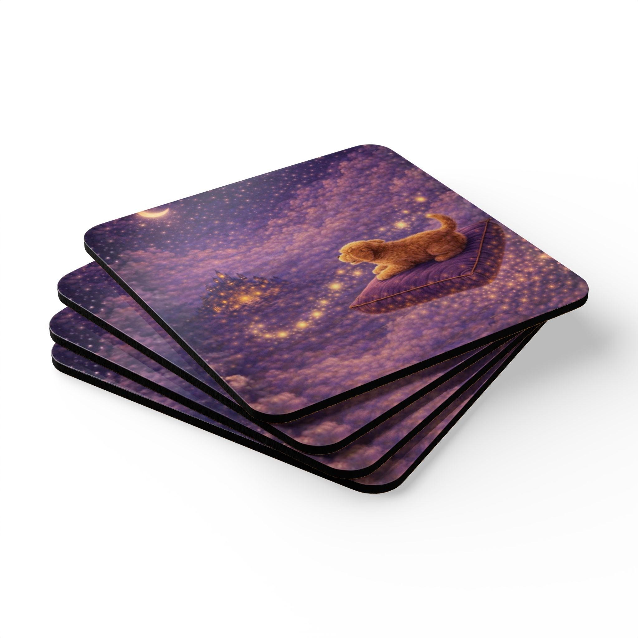 Storybook Corkwood Coaster Set of 4 Coordinated Illustrations