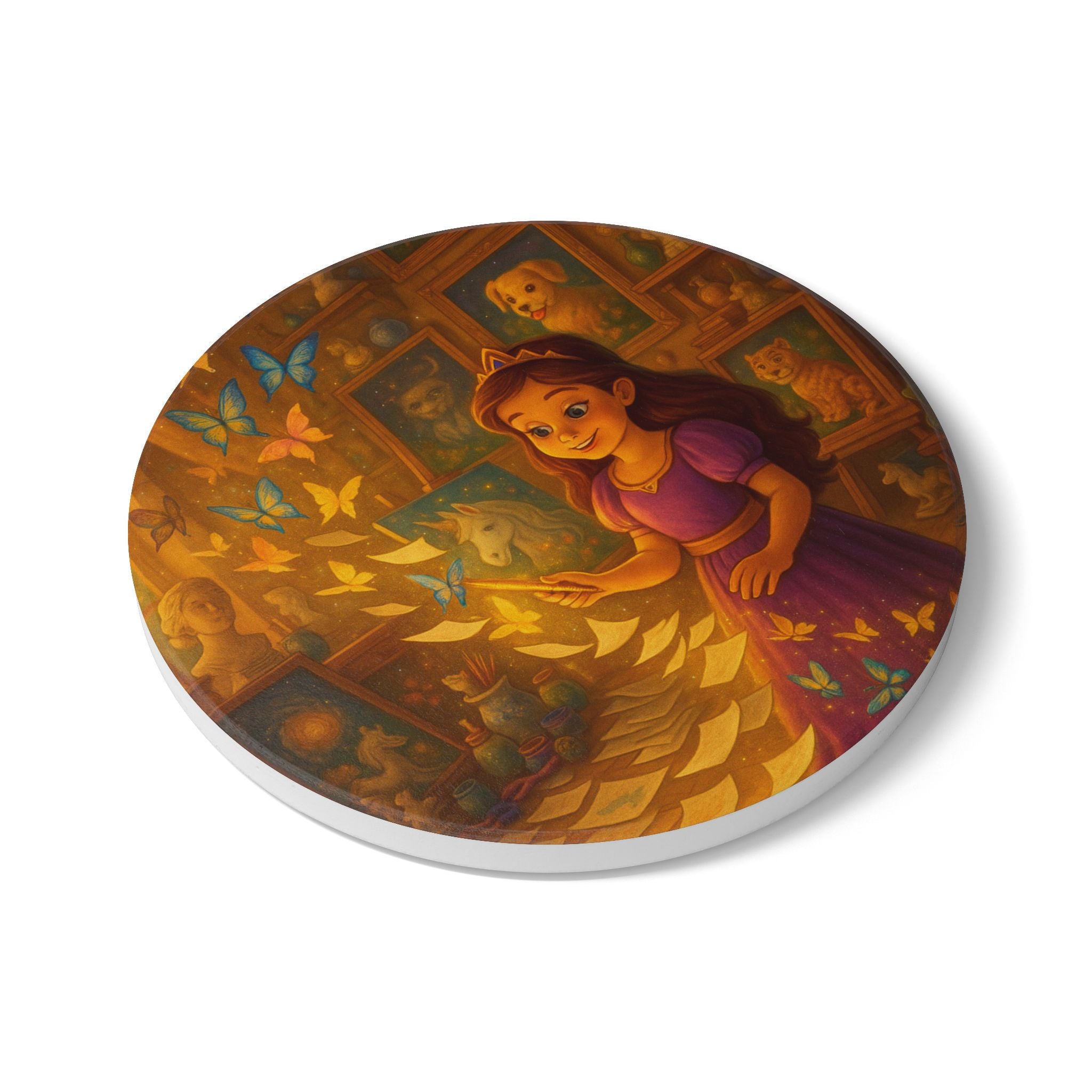 Storybook Ceramic  Art Coaster, single illustrated Coaster