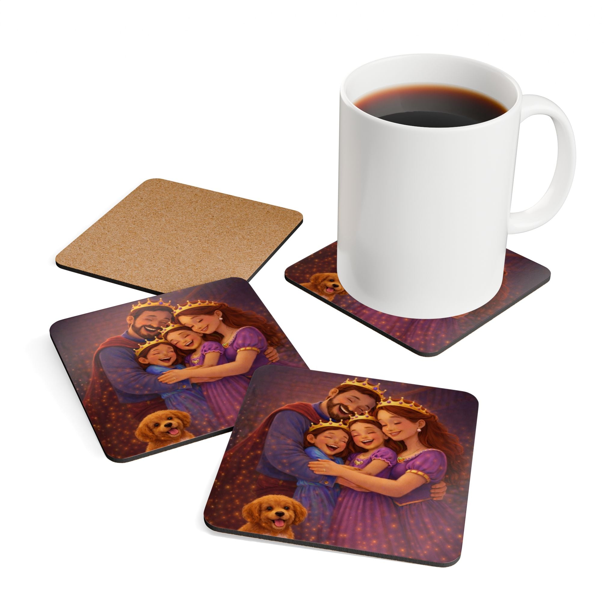 Storybook Corkwood Coaster Set of 4 Coordinated Illustrations