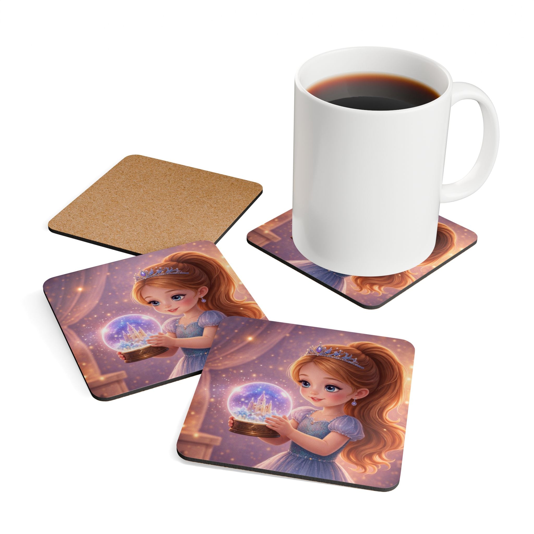 Storybook Corkwood Coaster Set of 4 Coordinated Illustrations