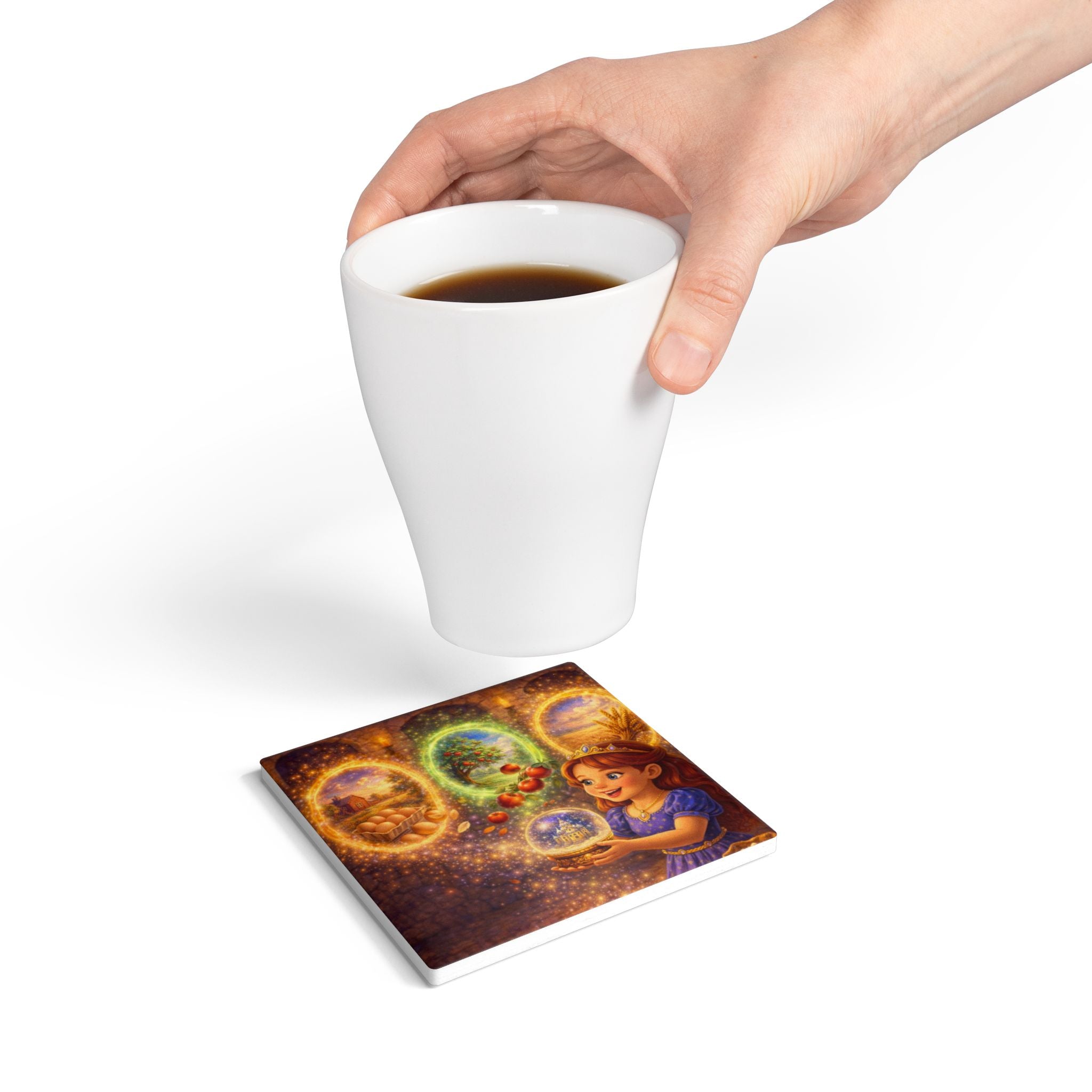 Storybook Ceramic  Art Coaster, single illustrated Coaster