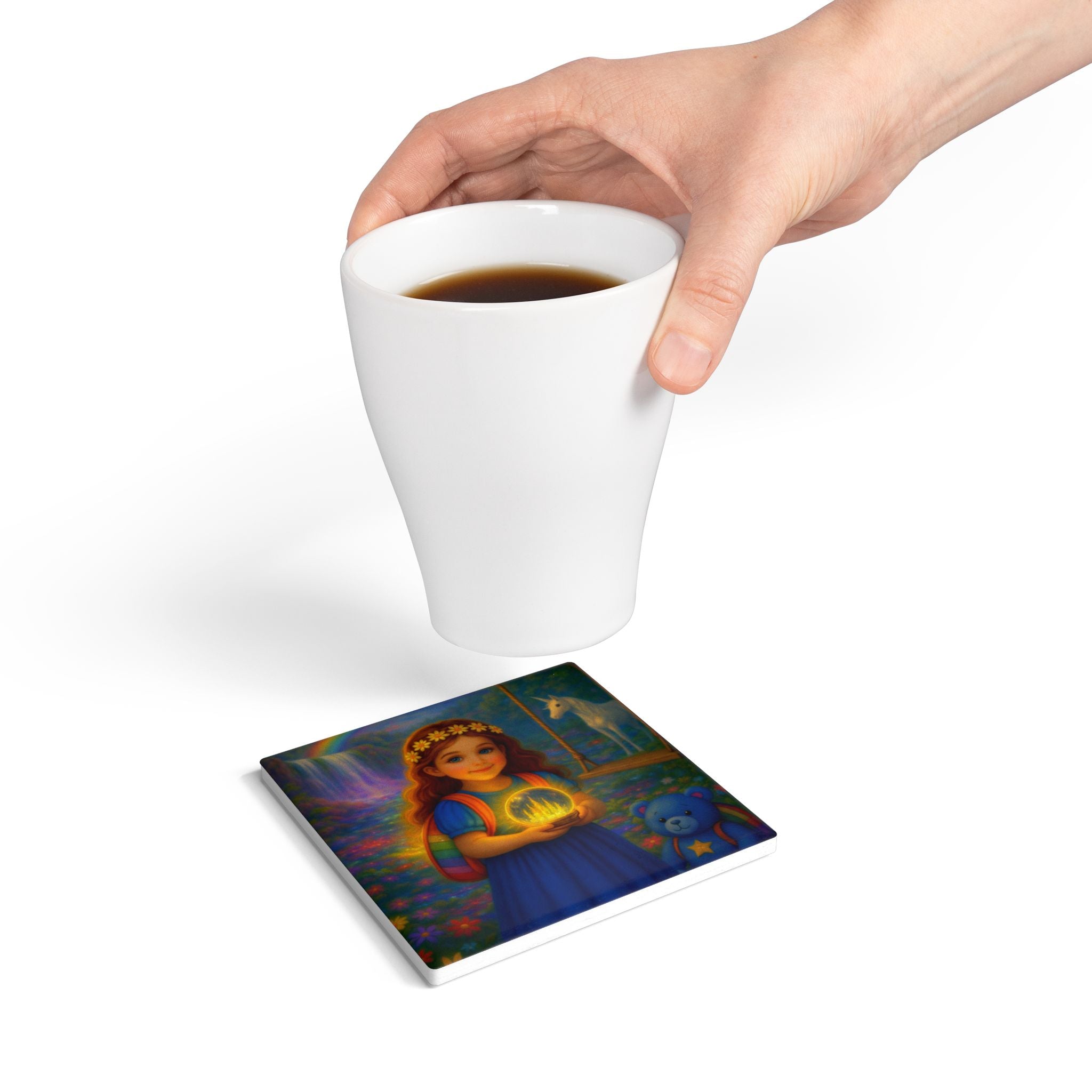 Storybook Ceramic  Art Coaster, single illustrated Coaster